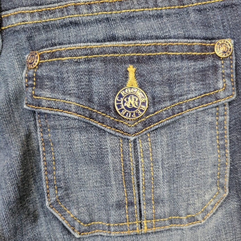 Rock & Republic Cut Off Shorts Size 2 Stinger Blue Stretch Denim Coastal Cowgirl - Picture 7 of 16